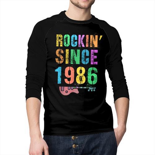 Rockin' Since 1986 Vintage Rockstar 40th Birthday Mom Dad 40 Men Baseball Raglan Shirt - Father's Day Fun