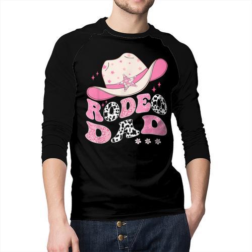 Rodeo Dad Pink Cowgirl 1St Birthday Family Matching Men Baseball Raglan Shirt - Father's Day Fun