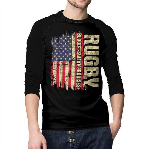 Rugby Blood Sweat Bruises Rugby Player Coach Dad Mom Men Baseball Raglan Shirt - Father's Day Fun
