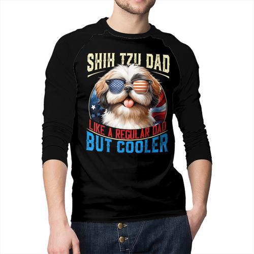 Shih Tzu Dad Like A Regular Dad But Cooler Dog Father's Day Men Baseball Raglan Shirt - Father's Day Fun