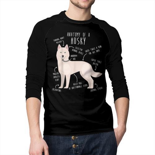 Siberian Husky Dog Anatomy Pet Mom Cute Dog Dad Men Women Kids Men Baseball Raglan Shirt - Father's Day Fun
