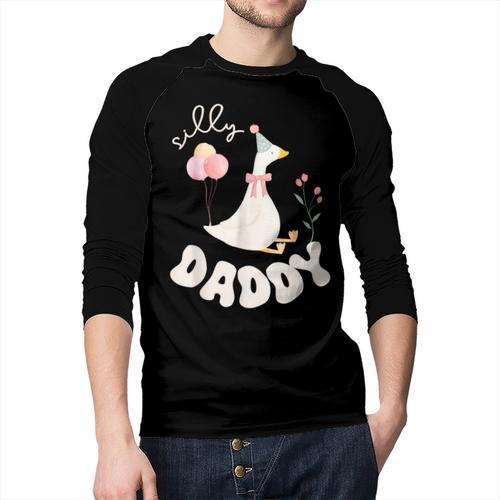 Silly Daddy Silly Goose Dad Birthday Family Matching Party Men Baseball Raglan Shirt - Father's Day Fun