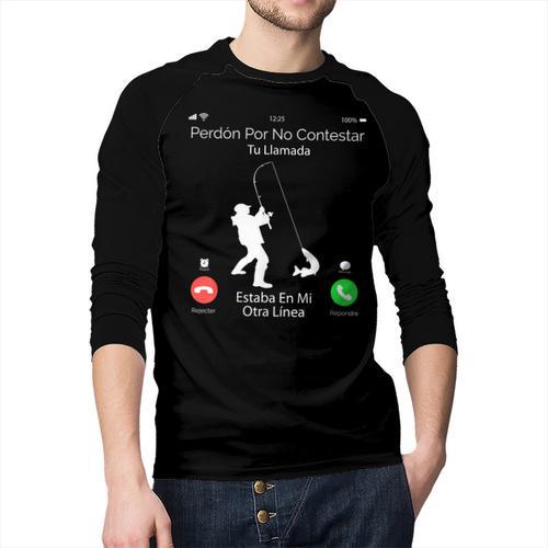 Sorry Missed Call Fisher Dad In Spanish Men Baseball Raglan Shirt - Father's Day Fun