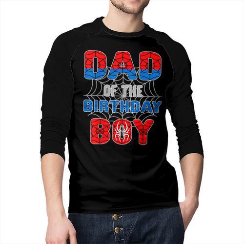 Spider Web Birthday Party Dad Of The Birthday Boy Men Baseball Raglan Shirt - Father's Day Fun