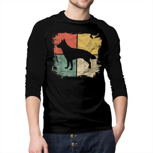 Square Retro German Shepherd Owner Dog Shepard Dad Mom Men Baseball Raglan Shirt - Father's Day Fun