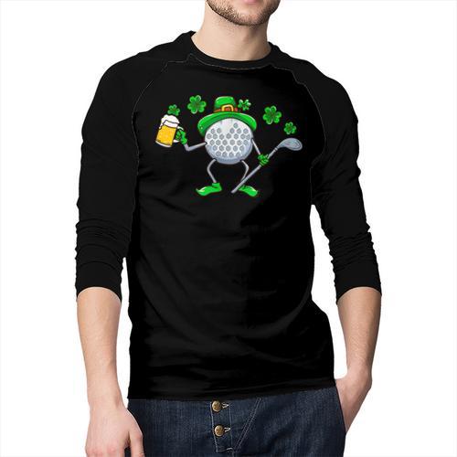 St Patricks Day Golf Golfing Irish Golfer Beer Humor Men Dad Men Baseball Raglan Shirt - Father's Day Fun
