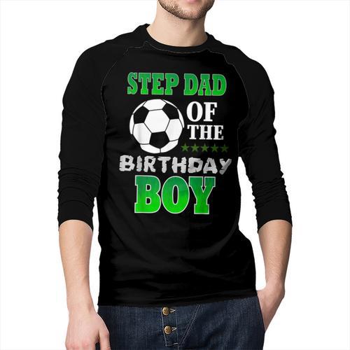 Step Dad Of The Birthday Boy Soccer Stars Outfit Men Baseball Raglan Shirt - Father's Day Fun