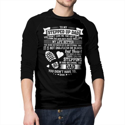 To My Stepped Up Dad Thanks For Stepping In Stepdad Birthday Men Baseball Raglan Shirt - Father's Day Fun