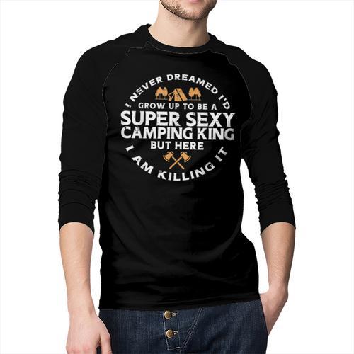 Super Camping King Camp Camper Dad Men Husband Men Baseball Raglan Shirt - Father's Day Fun
