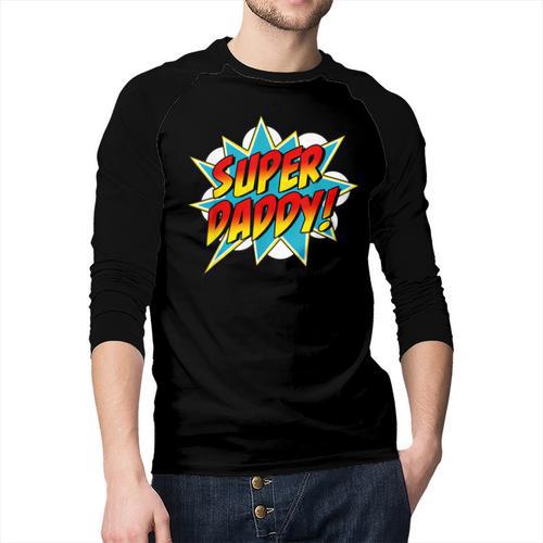 Super Daddy Comic Book Superhero Father's Day Men Baseball Raglan Shirt - Father's Day Fun