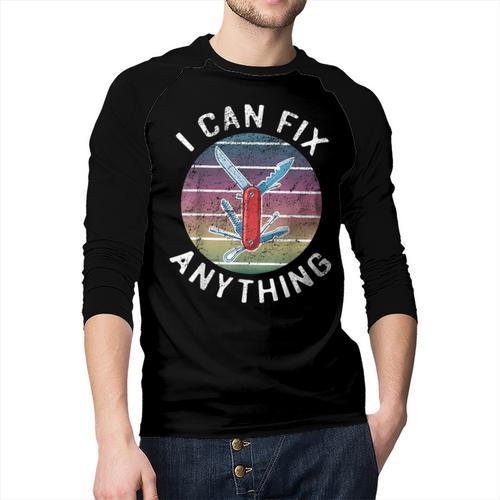 Swiss Army Knife DIY Dad Fathers Day Fix Anything Handyman Men Baseball Raglan Shirt - Father's Day Fun