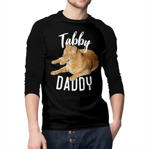 Tabby Daddy Cat Lover Saying Graphic Men Baseball Raglan Shirt - Father's Day Fun