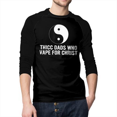 Thicc Dads Who Vape For Christ Father Day Men Baseball Raglan Shirt - Father's Day Fun