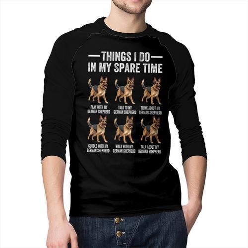 Things I Do In My Spare Time German Shepherd Dog Dad Mom Men Baseball Raglan Shirt - Father's Day Fun