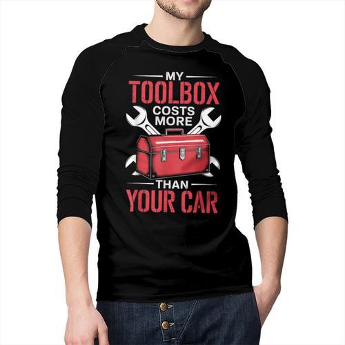 My Toolbox Costs More Than Your Car Mechanic Dad Rrepair Guy Men Baseball Raglan Shirt - Father's Day Fun