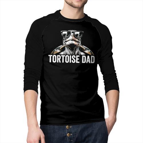 Tortoise Dad Tortoise With Sunglasses Vintage Tortoise Dad Men Baseball Raglan Shirt - Father's Day Fun