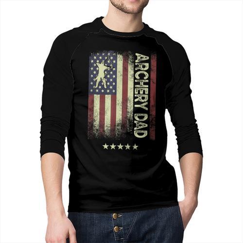 USA American Flag Archery Dad Men Baseball Raglan Shirt - Father's Day Fun