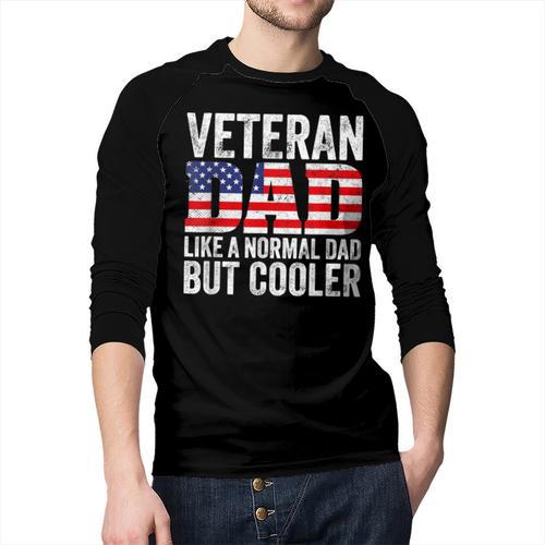 Veteran Dad Like A Normal Dad But Cooler American Flag Men Baseball Raglan Shirt - Father's Day Fun