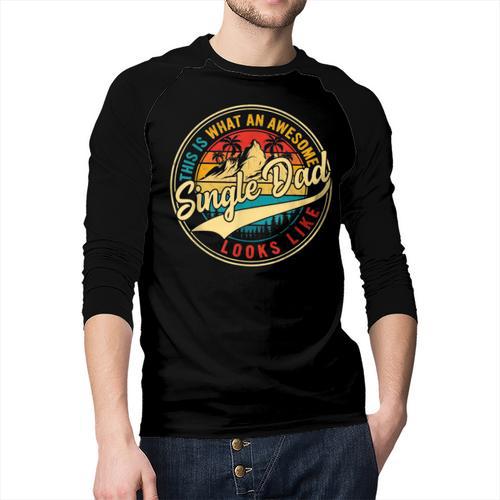 Vintage Awesome Single Dad Retro Fathers Day For Dad Grandpa Men Baseball Raglan Shirt - Father's Day Fun