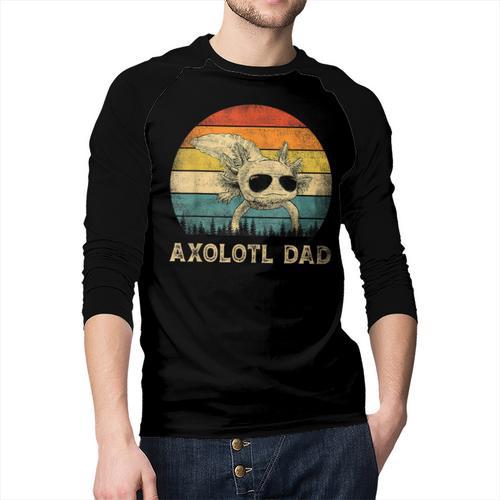 Vintage Axolotl Dad Axolotl Lovers Daddy Father's Day Men Baseball Raglan Shirt - Father's Day Fun