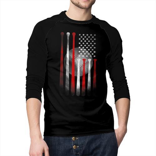 Vintage Baseball American Flag Classic Fit Tee For Dad And Mom Men Baseball Raglan Shirt - Father's Day Fun