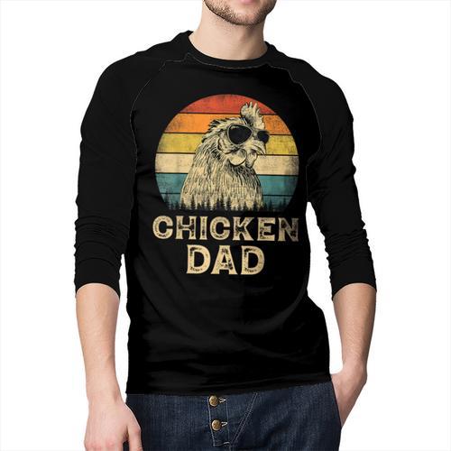 Vintage Chicken Dad Chicken Lovers Daddy Father's Day Men Baseball Raglan Shirt - Father's Day Fun