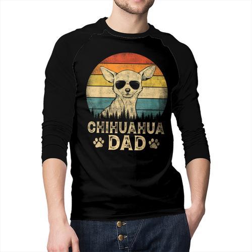 Vintage Chihuahua Dad Dog Lovers Father's Day Tee Men Baseball Raglan Shirt - Father's Day Fun