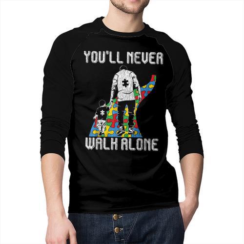 Vintage Father Son Family Autistic Kids Autism Awareness Dad Men Baseball Raglan Shirt - Father's Day Fun