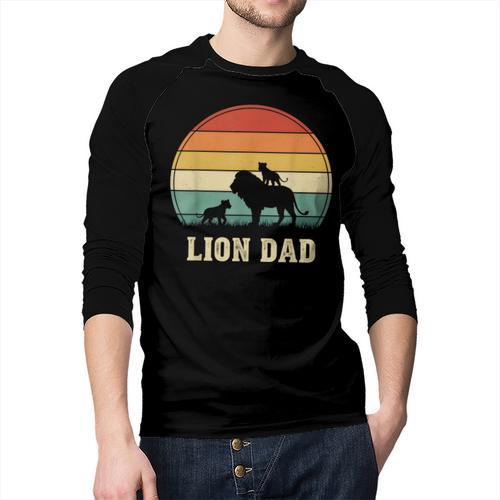 Vintage Lion Dad Father Grandpa Father's Day Men Baseball Raglan Shirt - Father's Day Fun