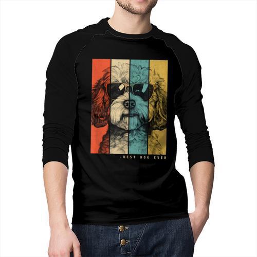 Vintage Maltipoo Dog Mom Dad Kids Men Women Men Baseball Raglan Shirt - Father's Day Fun