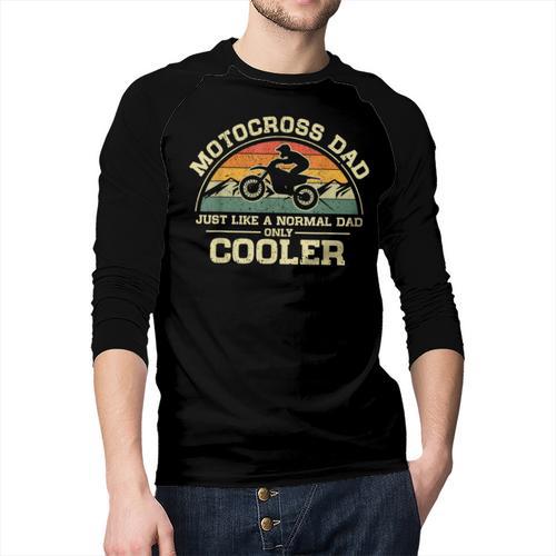 Vintage Motocross Dad Just Like A Normal Dad Only Cooler Men Baseball Raglan Shirt - Father's Day Fun