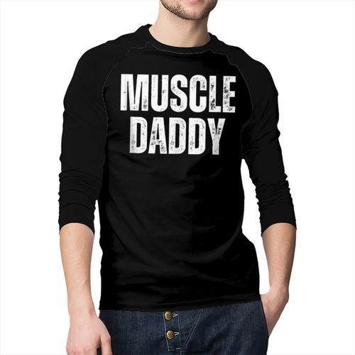 Vintage Muscle Daddy Weightlifter Dad Cool Father Workout Men Baseball Raglan Shirt - Father's Day Fun