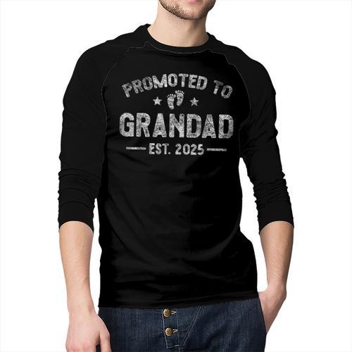 Vintage Promoted To Grandad Est 2025 Saying Retro Men Baseball Raglan Shirt - Father's Day Fun