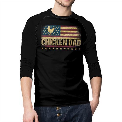 Vintage USA Flag Chicken Dad Stars Men Baseball Raglan Shirt - Father's Day Fun