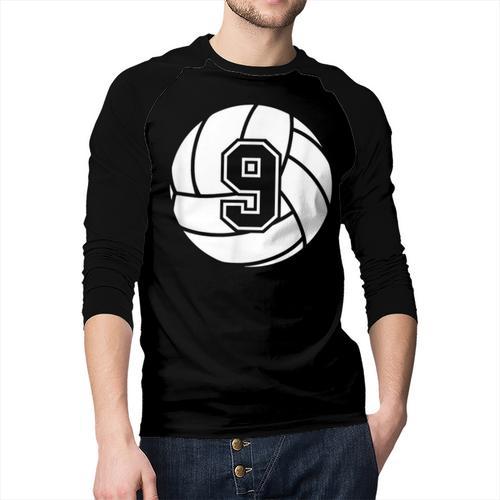 Volleyball Player 9 Volleyball Mom Dad Jersey Number 9 Men Baseball Raglan Shirt - Father's Day Fun