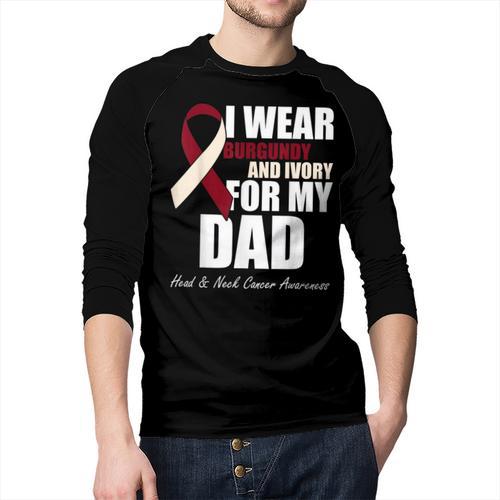I Wear Burgundy Ivory For My Dad Oral Head Neck Cancer Men Baseball Raglan Shirt - Father's Day Fun
