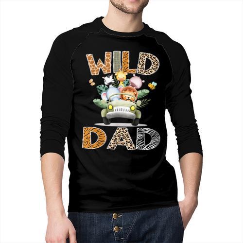 Wild Dad 1St Birthday Safari Jungle Animal Truck Men Baseball Raglan Shirt - Father's Day Fun