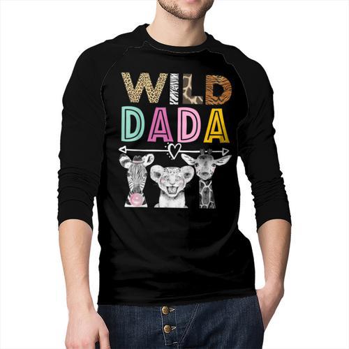 Wild Dada Zoo Theme Birthday Safari Jungle Matching Party Men Baseball Raglan Shirt - Father's Day Fun