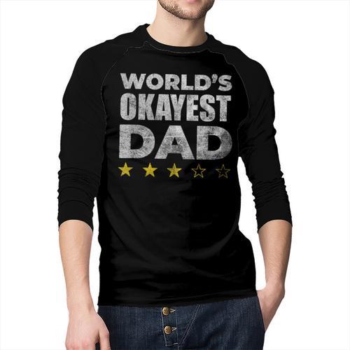 Worlds Okayest Dad Vintage Style Men Baseball Raglan Shirt - Father's Day Fun