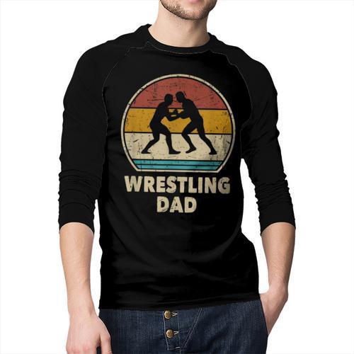 Wrestling Dad Vintage Wrestling Retro Wrestling Lover Men Baseball Raglan Shirt - Father's Day Fun