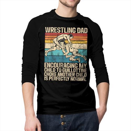 Wrestling Dad Wrestler Wrestling Wrestle Father's Day Men Baseball Raglan Shirt - Father's Day Fun