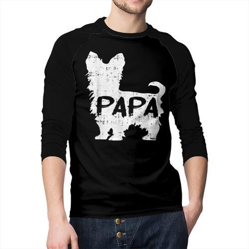 Yorkshire Terrier Papa Dog Puppy Doggie Pet Lover Yorkie Dad Men Baseball Raglan Shirt - Father's Day Fun