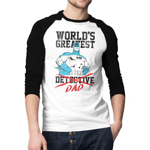 Batman Greatest Dad Men Baseball Raglan Shirt - Father's Day Fun