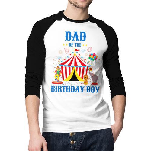 Dad Of The Birthday Boy Circus Ringmaster Party Birthday Men Baseball Raglan Shirt - Father's Day Fun