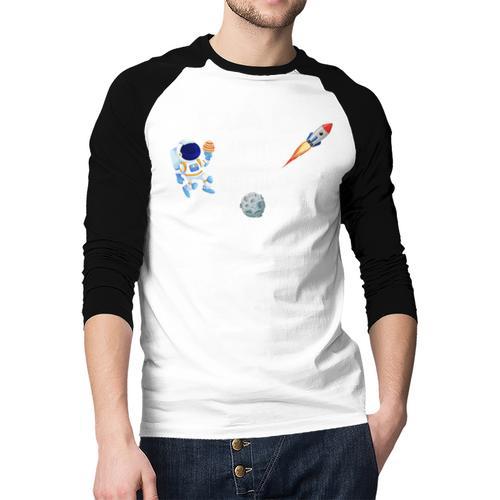 Dad Of The Birthday Boy Space Astronaut Birthday Family Men Baseball Raglan Shirt - Father's Day Fun