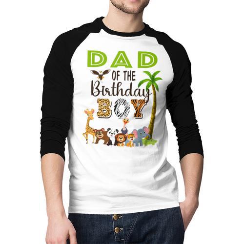 Dad Of The Birthday Boy Wild Zoo Theme Safari Party Men Baseball Raglan Shirt - Father's Day Fun
