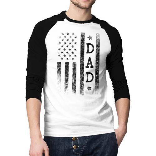 Dad Patriotic American USA Flag Father's Day Dad Men Baseball Raglan Shirt - Father's Day Fun