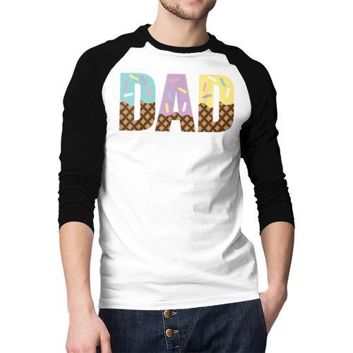 Dad Of The Sweet One Ice Cream 1st First Family Father's Day Men Baseball Raglan Shirt - Father's Day Fun