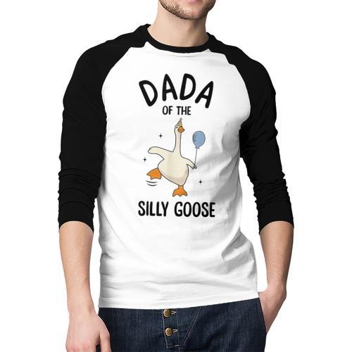 Dada Of The Silly Goose First Birthday Family Matching Men Baseball Raglan Shirt - Father's Day Fun