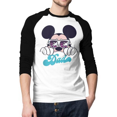 Disney Mickey And Friends Cool Mickey Summer Vibes Dad Logo Men Baseball Raglan Shirt - Father's Day Fun